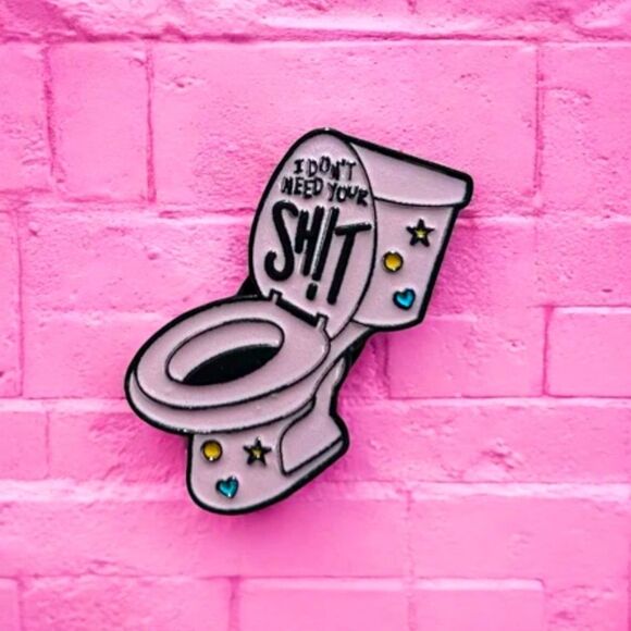SALE Pink Toilet Quote Enamel Pin - Picture 1 of 3